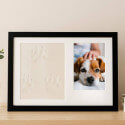 Kit cadre photo chien avec argile pour empreinte de patte – Cadre photo souvenir d'intérieur en bois pour chien