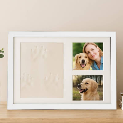 Paw Print Clay & Photo Frame Kit – Wooden Dog...