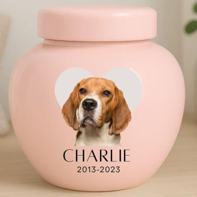 Custom Ceramic Dog Urn with Photo –... Custom Ceramic Dog Urn with Photo –...
