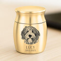 Urne funéraire pour chien personnalisée avec dessin gravé d’après photo – Mini urne souvenir avec nom & dates