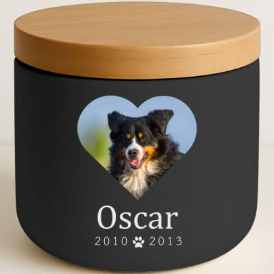 Personalised Ceramic Dog Urn with Photo in... Personalised Ceramic Dog Urn with Photo in...