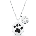 Collier commémoratif double rond patte de chien personnalisé – Empreinte de patte, nom & dates gravés