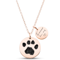 Collier commémoratif double rond patte de chien personnalisé – Empreinte de patte, nom & dates gravés