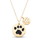 Collier commémoratif double rond patte de chien personnalisé – Empreinte de patte, nom & dates gravés