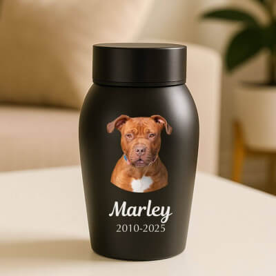 Personalised Dog Urn with Photo – Engraved... Personalised Dog Urn with Photo – Engraved...
