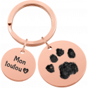 Porte-clés commémoratif rond double patte de chien personnalisé – Nom & empreinte de patte gravés