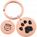 Porte-clés commémoratif rond double patte de chien personnalisé – Nom & empreinte de patte gravés