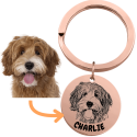 Porte-clés commémoratif rond chien personnalisé – Nom & photo du chien gravés