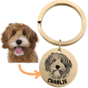 Porte-clés commémoratif rond chien personnalisé – Nom & photo du chien gravés