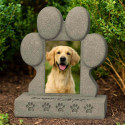Pierre tombale patte pour chien avec photo – Monument souvenir en résine résistant aux intempéries pour jardin
