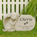 Pierre commémorative ange pour chien personnalisée avec nom & message – Plaque en résine résistante aux intempéries pour jardin